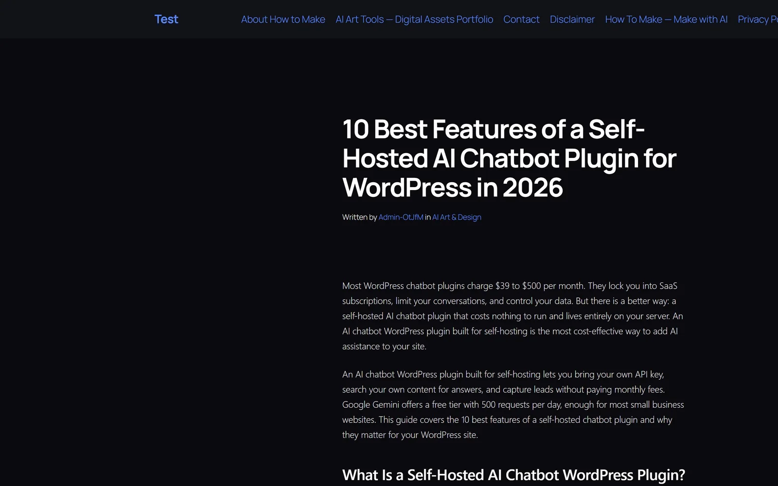 Chat widget answering on a live WordPress site