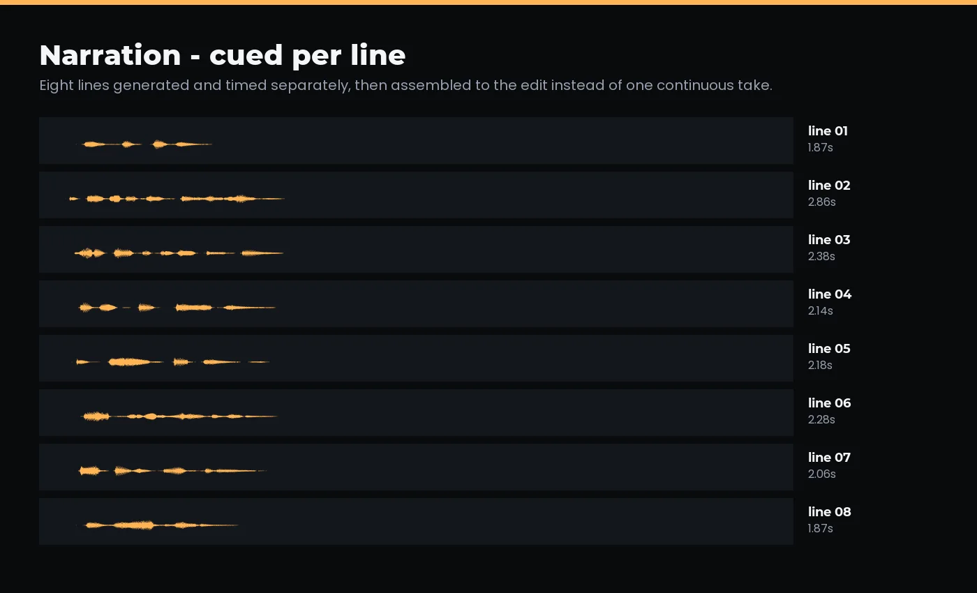 Narration waveform cued per line